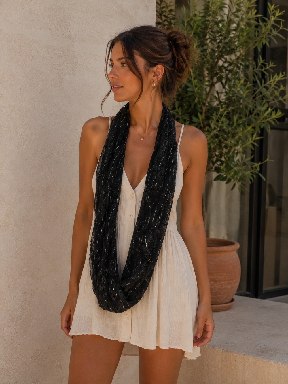 Mixit Black Shimmer Infinity Scarf